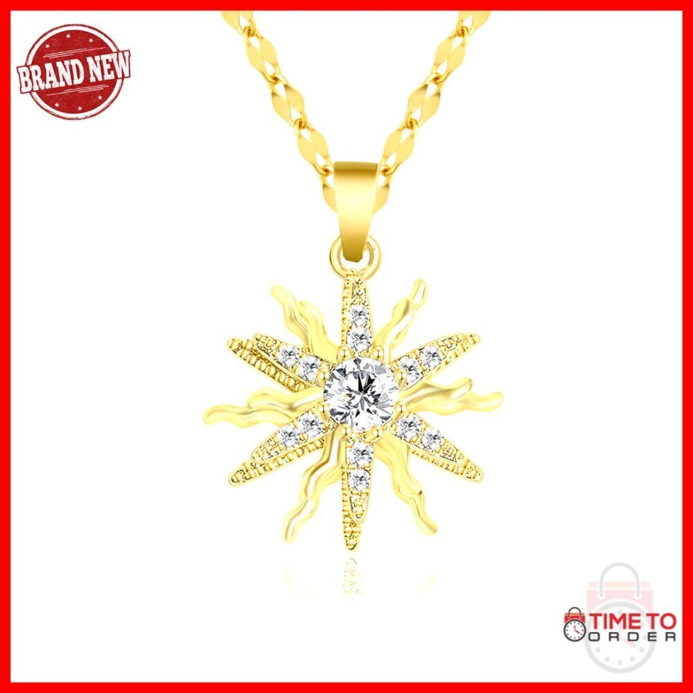 Elegant Crystal Pendant Necklace Gold Plated Chain Minimal Chic Jewelry Gift